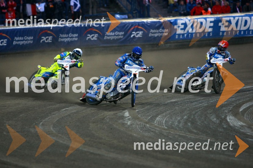 Kenneth Bjerre (Danska), Fredrik Lindgren (Švedska) in Rune Holta (Poljska)Speedway, SGP 2010, VN Evrope, dirka