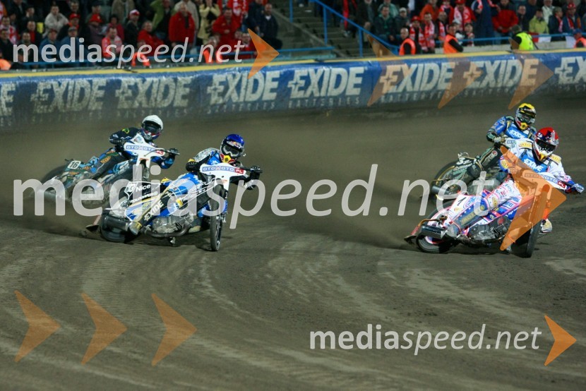 Janusz Kolodziej (Poljska), Jaroslaw Hampel (Poljska), Emil Sayfutdinov (Rusija) in Jason Crump (Avstralija)Speedway, SGP 2010, VN Evrope, dirka