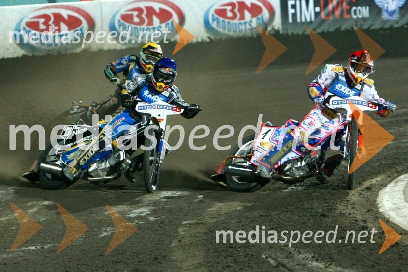 Emil Sayfutdinov (Rusija), Jaroslaw Hampel (Poljska) in Jason Crump (Avstralija)Speedway, SGP 2010, VN Evrope, dirka