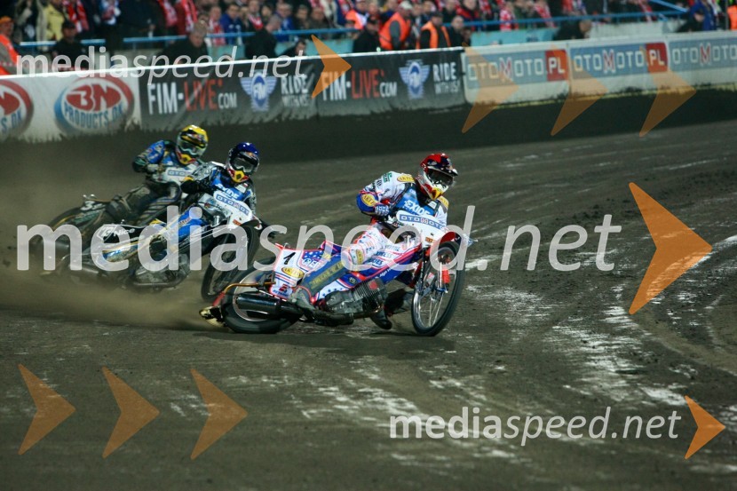 Emil Sayfutdinov (Rusija), Jaroslaw Hampel (Poljska) in Jason Crump (Avstralija)Speedway, SGP 2010, VN Evrope, dirka