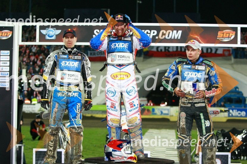 Jaroslaw Hampel (Poljska), Jason Crump (Avstralija) in Emil Sayfutdinov (Rusija)Speedway, SGP 2010, VN Evrope, dirka
