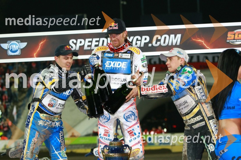 Jaroslaw Hampel (Poljska), Jason Crump (Avstralija) in Emil Sayfutdinov (Rusija)Speedway, SGP 2010, VN Evrope, dirka