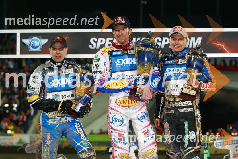 Jaroslaw Hampel (Poljska), Jason Crump (Avstralija) in Emil Sayfutdinov (Rusija)Speedway, SGP 2010, VN Evrope, dirka
