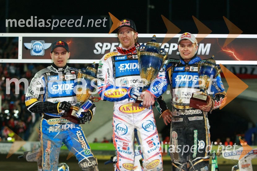 Jaroslaw Hampel (Poljska), Jason Crump (Avstralija) in Emil Sayfutdinov (Rusija)Speedway, SGP 2010, VN Evrope, dirka