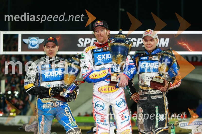 Jaroslaw Hampel (Poljska), Jason Crump (Avstralija) in Emil Sayfutdinov (Rusija)Speedway, SGP 2010, VN Evrope, dirka