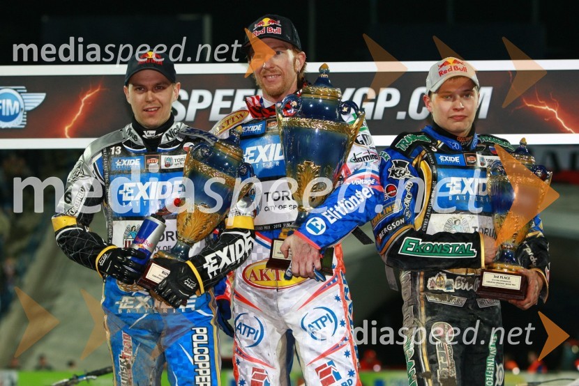 Jaroslaw Hampel (Poljska), Jason Crump (Avstralija) in Emil Sayfutdinov (Rusija)Speedway, SGP 2010, VN Evrope, dirka