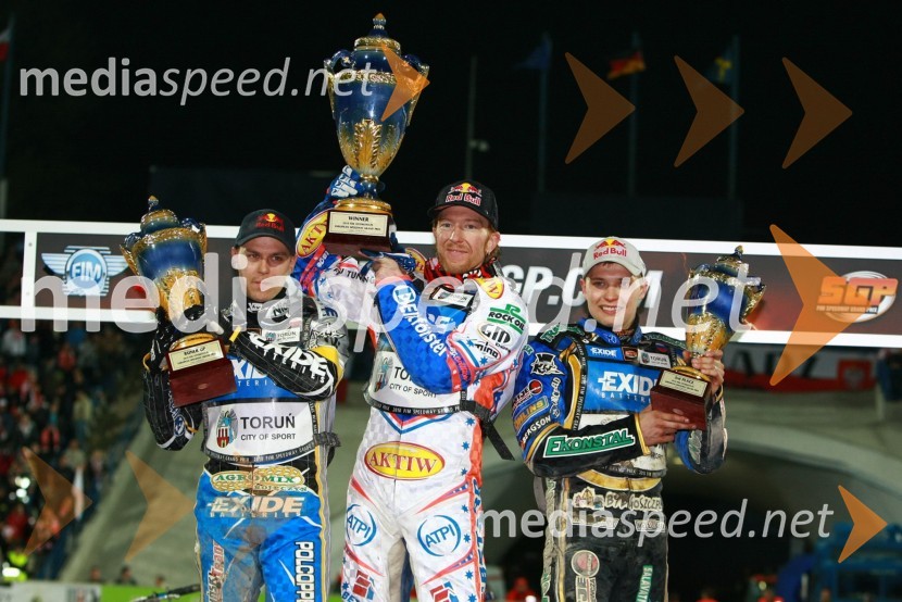 Jaroslaw Hampel (Poljska), Jason Crump (Avstralija) in Emil Sayfutdinov (Rusija)Speedway, SGP 2010, VN Evrope, dirka