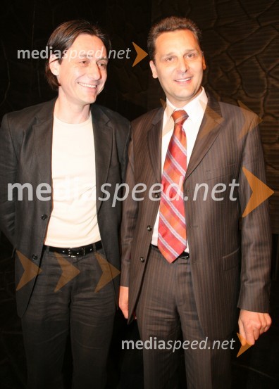 Samo M Strelec, umetniški vodja drame SNG Maribor ter režiser predstave in Danilo Rošker, direktor SNG MariborStroj Hamlet, premiera drame SNG Maribor