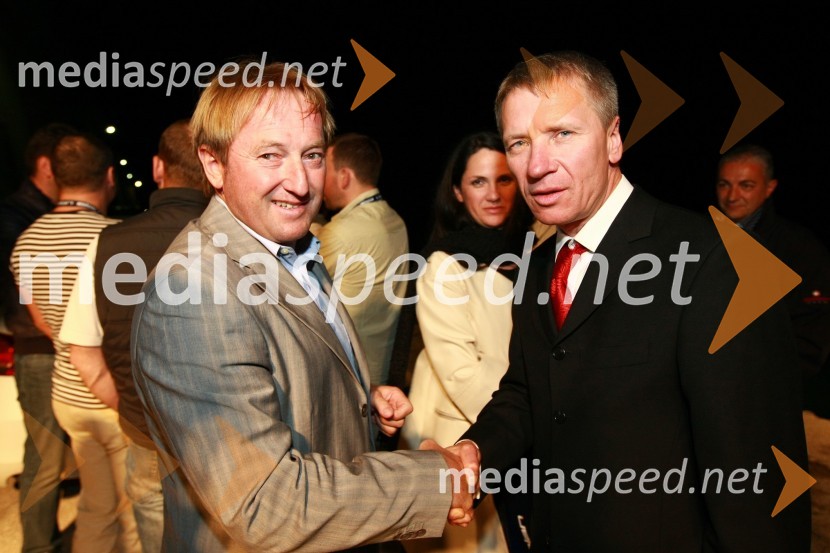 Bojan Križaj in dr. Robert Ferko, predsednik uprave podjetja Elan d.o.o.Ekskluzivna predstavitev jadrnic Elan 350 R - Evolution in Elan impression 444 Evolution