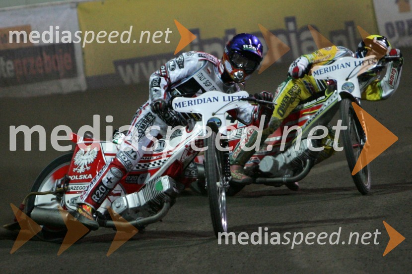 Grzegorz Walasek (Poljska) in Leigh Adams (Avstralija)SPEEDWAY, SWC Svetovno ekipno prvenstvo v speedwayu 2005, Race off