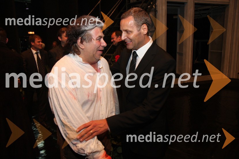 Miro Solman, operni pevec in Danilo Rošker, direktor SNG MariborTosca, premiera opere v SNG Maribor