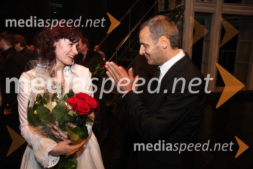 Elena Kononova, operna pevka in Danilo Rošker, direktor SNG MariborTosca, premiera opere v SNG Maribor