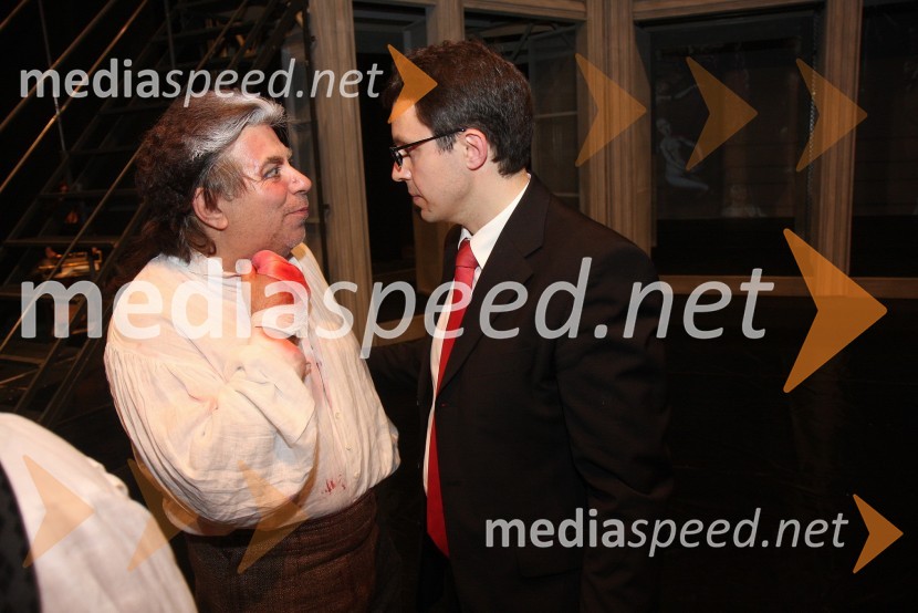 Miro Solman, operni pevec in Janko Kastelic, dirigent ter umetniški vodja Opere in baleta SNG Maribor 
Tosca, premiera opere v SNG Maribor