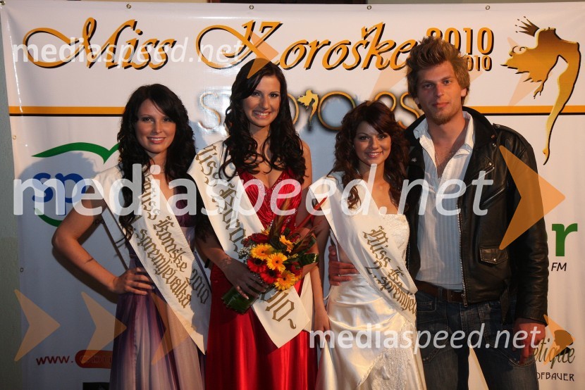 Sandra Adam, prva spremljevalka Miss Koroške 2010, Sandra Skutnik, Miss Koroške 2010, Tanja Volič, druga spremljevalka Miss Koroške 2010 in ...Miss Koroške 2010 je postala Sandra Skutnik
