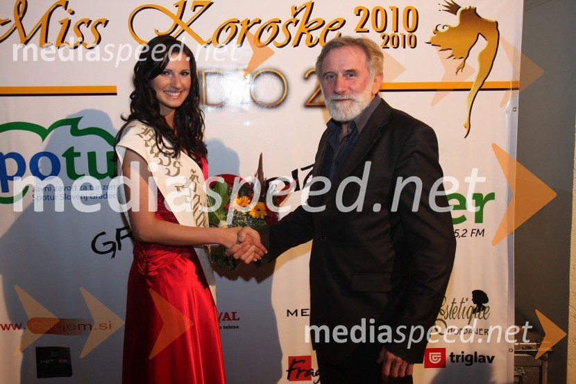 Sandra Skutnik, Miss Koroške 2010 in Matjaž Zanoškar, župan občine Slovenj GradecMiss Koroške 2010 je postala Sandra Skutnik