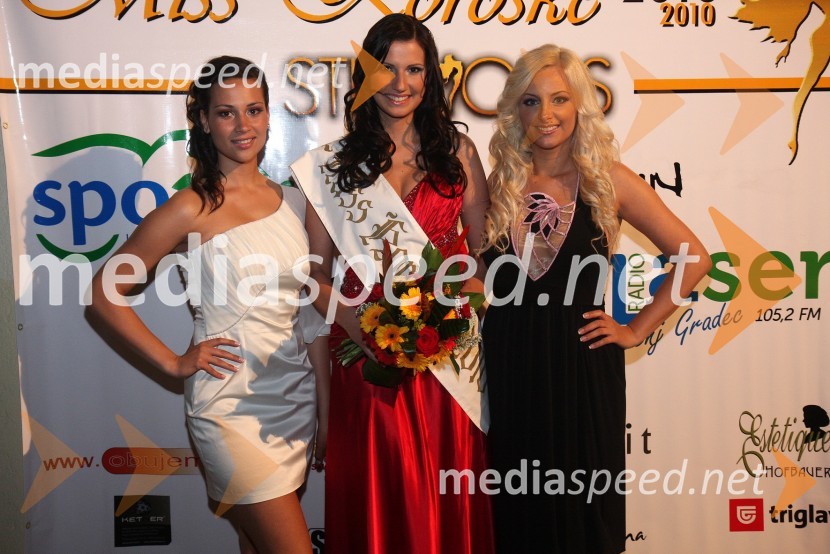Maruša Ramšak, vodja projekta Miss Koroške, Sandra Skutnik, Miss Koroške 2010 in Duška Stanišič, manekenka, direktorica modne agencije Studio 2s in organizatorka prireditve Miss KoroškeMiss Koroške 2010 je postala Sandra Skutnik