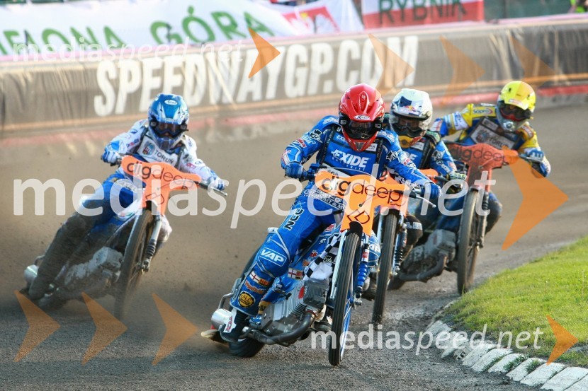 Nicki Pedersen (Danska), Fredrik Lindgren (Švedska), Emil Sayfutdinov (Rusija) in Tomasz Gollob (Poljska)Speedway, SGP 2010, VN Češke 2010