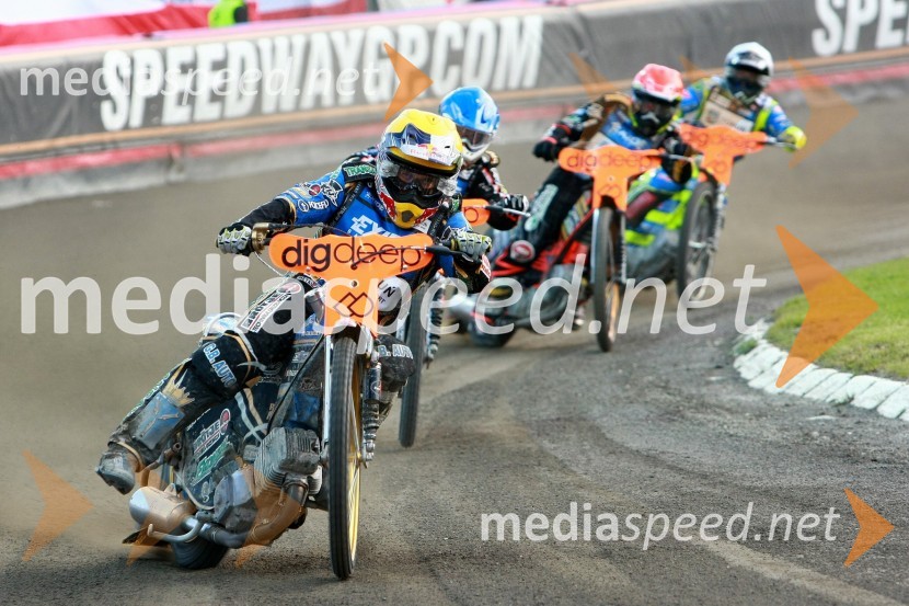 Emil Sayfutdinov (Rusija), Andreas Jonsson (Švedska), Tai Woffinden (Velika Britanija) in Kenneth Bjerre (Danska)Speedway, SGP 2010, VN Češke 2010