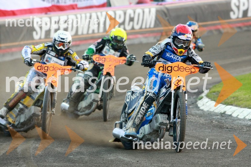 Hans N. Andersen (Danska), Greg Hancock (ZDA) in Jaroslaw Hampel (Poljska)Speedway, SGP 2010, VN Češke 2010