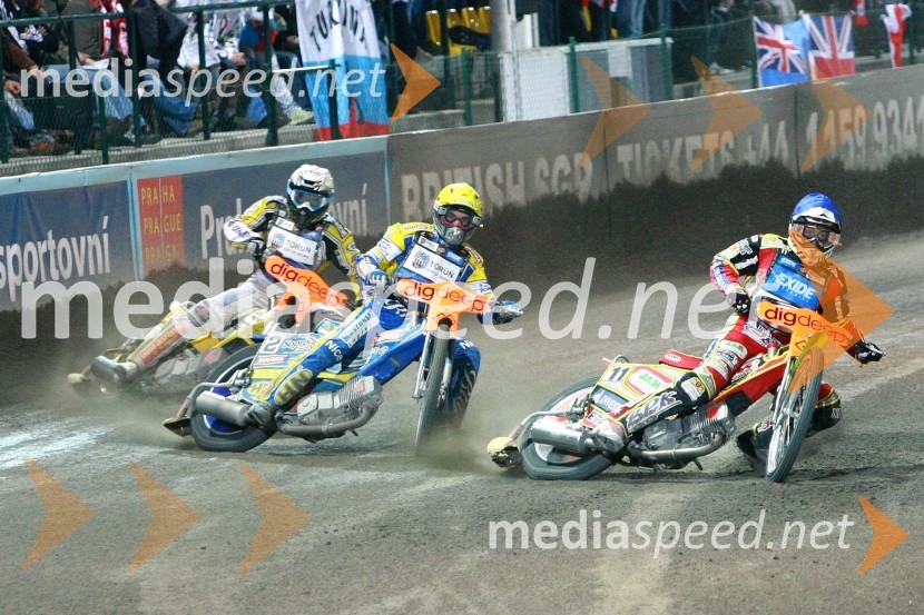 Hans N. Andersen (Danska), Tomasz Gollob (Poljska) in Magnus Zetterstrom (Švedska)Speedway, SGP 2010, VN Češke 2010