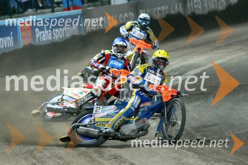 Hans N. Andersen (Danska), Magnus Zetterstrom (Švedska) in Tomasz Gollob (Poljska)Speedway, SGP 2010, VN Češke 2010