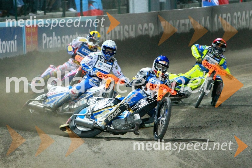 Jason Crump (Avstralija), Nicki Pedersen (Danska), Jaroslaw Hampel (Poljska) in Kenneth Bjerre (Danska)Speedway, SGP 2010, VN Češke 2010