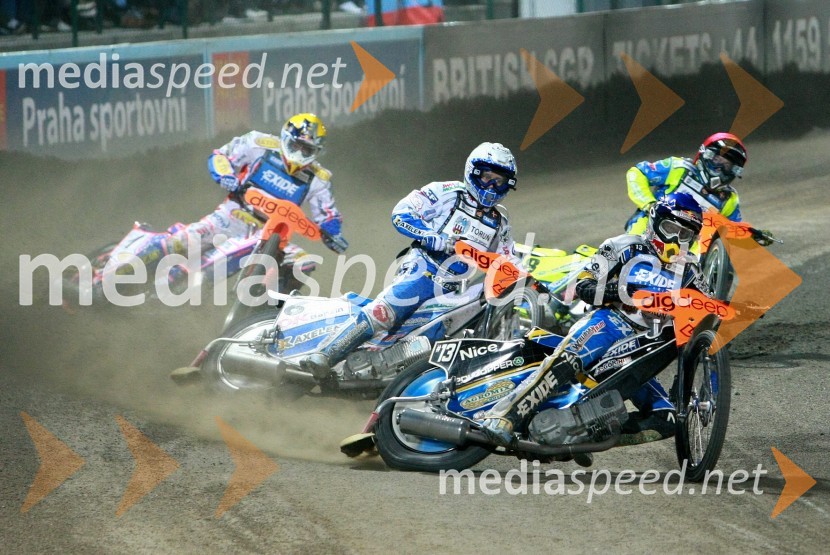 Jason Crump (Avstralija), Nicki Pedersen (Danska), Jaroslaw Hampel (Poljska) in Kenneth Bjerre (Danska)Speedway, SGP 2010, VN Češke 2010