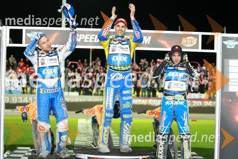 Nicki Pedersen (Danska), Tomasz Gollob (Poljska) in Jaroslaw Hampel (Poljska)Speedway, SGP 2010, VN Češke 2010