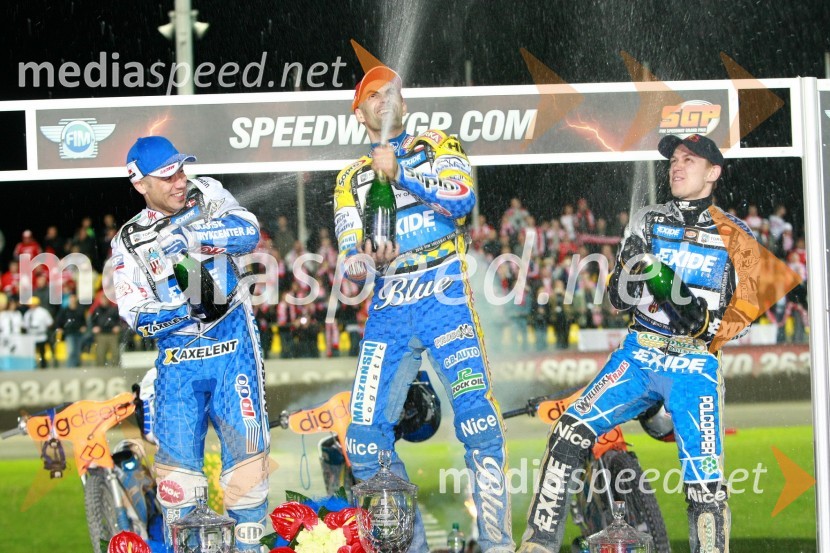 Nicki Pedersen (Danska), Tomasz Gollob (Poljska) in Jaroslaw Hampel (Poljska)Speedway, SGP 2010, VN Češke 2010