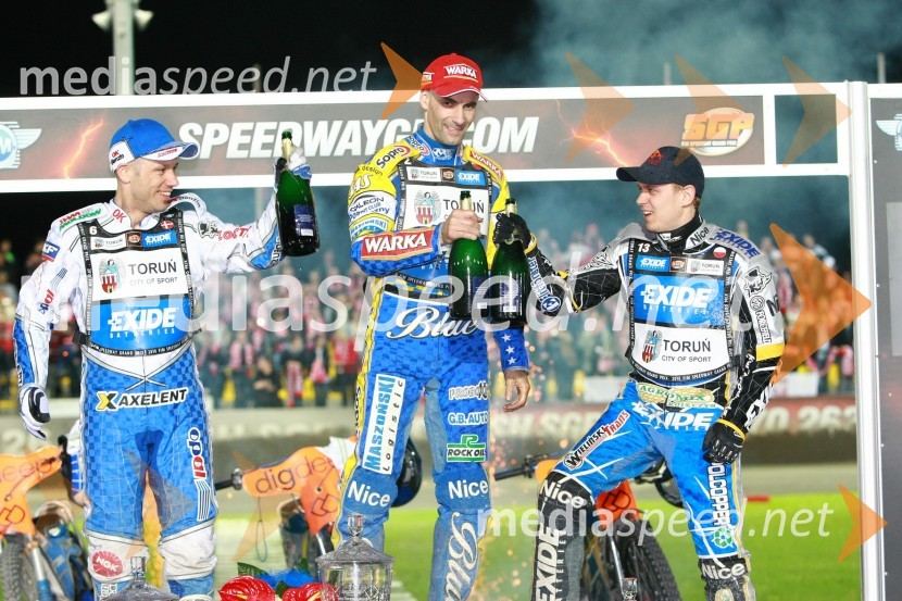 Nicki Pedersen (Danska), Tomasz Gollob (Poljska) in Jaroslaw Hampel (Poljska)Speedway, SGP 2010, VN Češke 2010