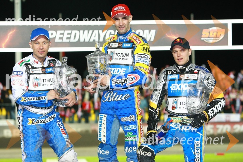 Nicki Pedersen (Danska), Tomasz Gollob (Poljska) in Jaroslaw Hampel (Poljska)Speedway, SGP 2010, VN Češke 2010