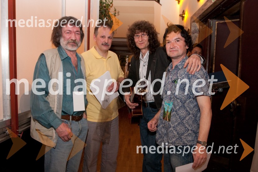 Tomaž Pengov, glasbenik,  Jani Kovačič, kantavtor, Adi smolar, glasbenik in Boštjan Soklič, član skupine TantadrujSolidarnostni koncert za Madagaskar