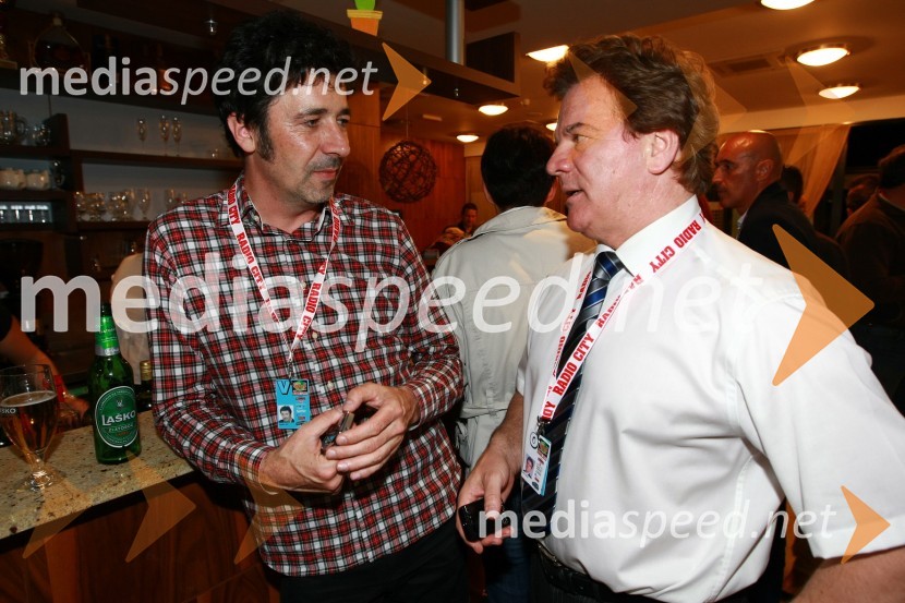 Franci Kek, novinar in politik ter Mišo Hölbl, direktor in lastnik radia City15. obletnica Radia City, koncert