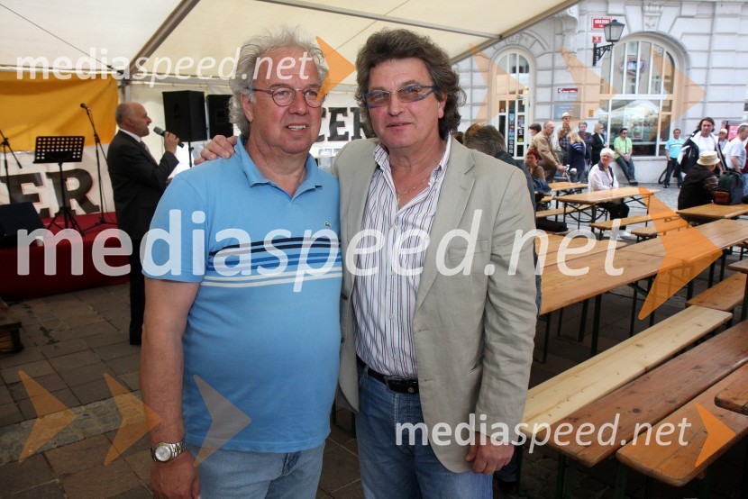 Drago Sodja - Čupi, glasbenik in glavni organizator ter Ivo Mojzer, pevecEzl ek, srečanje 2010, Jure Doležal postal frajer Ezl Eka