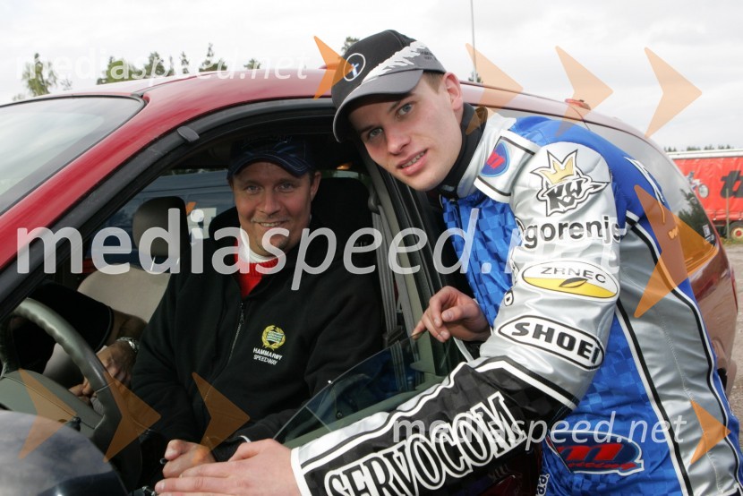 Per Jonsson, nekdanji svetovni prvak v speedwayu in Matej Žagar (Slovenija)SPEEDWAY GRAND PRIX, VN Švedske 2006, trening