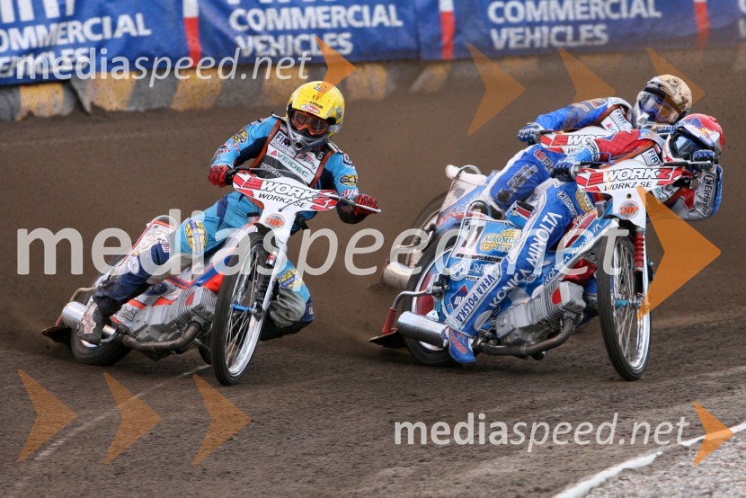 Greg Hancock (ZDA),Jaroslaw Hampel (Poljska), Nicki Pedersen (Danska)SPEEDWAY GRAND PRIX, VN Švedske 2006, dirka