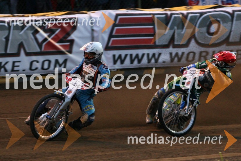 Greg Hancock (ZDA) in Antonio Lindbaeck (Švedska)SPEEDWAY GRAND PRIX, VN Švedske 2006, dirka