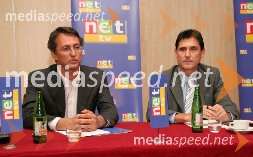 Marino Samardžija, direktor Net Tv in Stojan AuerMelodije morja in sonca, tiskovna konferenca