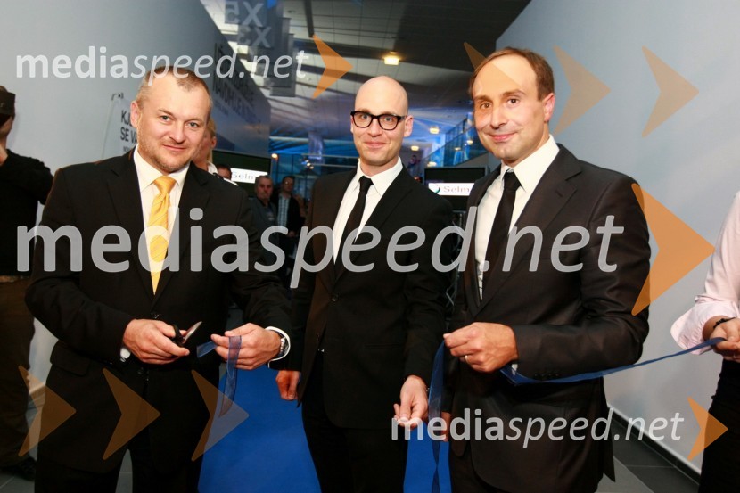 Franc Kangler, župan Mestne občine Maribor, Miha Ažman, generalni direktor BMW Group Slovenija in Uroš Seles, direktor BMW Selmar d.o.o.Odprtje najsodobnejšega BMW salona Selmar Maribor