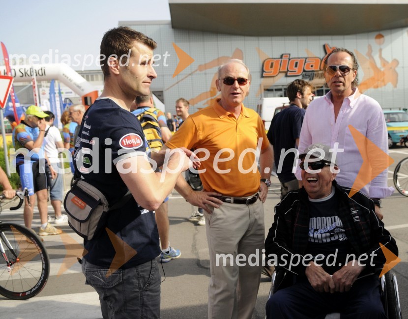 Andrej Hauptman, trener Rog Radenske ter nekdanji kolesar, Jože Mermal, predsednik uprave BTC, Zvone Zanoškar, legenda Maratona Franja, njegov sin Matjaž Zanoškar, nekdanji kolesarski trenerMaraton Franja 2010