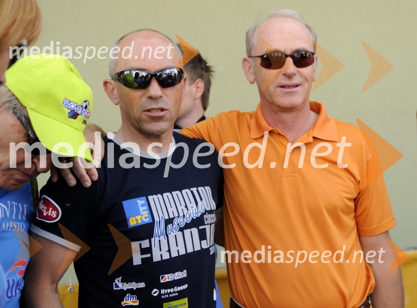Gorazd Penko, direktor Maratona Franja, kolesarski trener in nekdanji tekmovalec ter Jože Mermal, predsednik uprave BTCMaraton Franja 2010