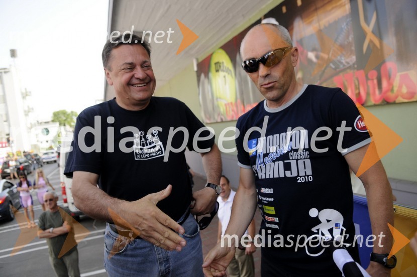Zoran Jankovič, župan mestne občine Ljubljana in Gorazd Penko, direktor Maratona Franja, kolesarski trener in nekdanji tekmovalecMaraton Franja 2010