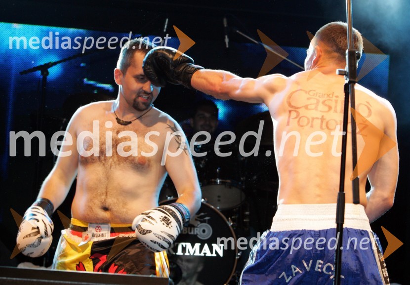 Dejan Vedlin, moderator Radia City ter član ekipe Reporter Milan in Dejan Zavec, boksarRadio City koncert