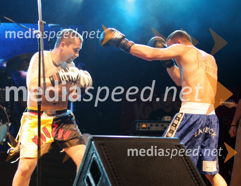 Dejan Vedlin, moderator Radia City ter član ekipe Reporter Milan in Dejan Zavec, boksarRadio City koncert