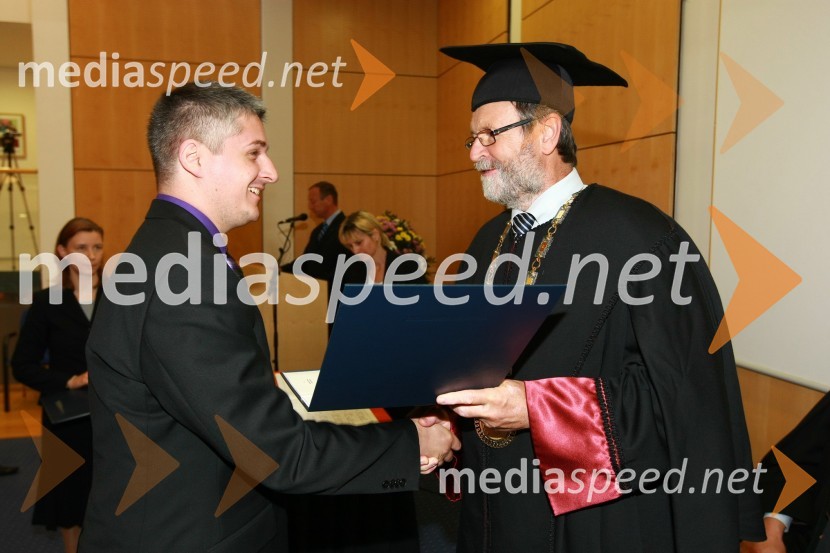 Dr. Borko Boškovič, Fakulteta za elektrotehniko, računalništvo in informatiko Univerze v Mariboru in prof. dr. Ivan Rozman, rektor Univerze v MariboruUniverza v Mariboru: Promocija doktorjev znanosti, junij 2010
