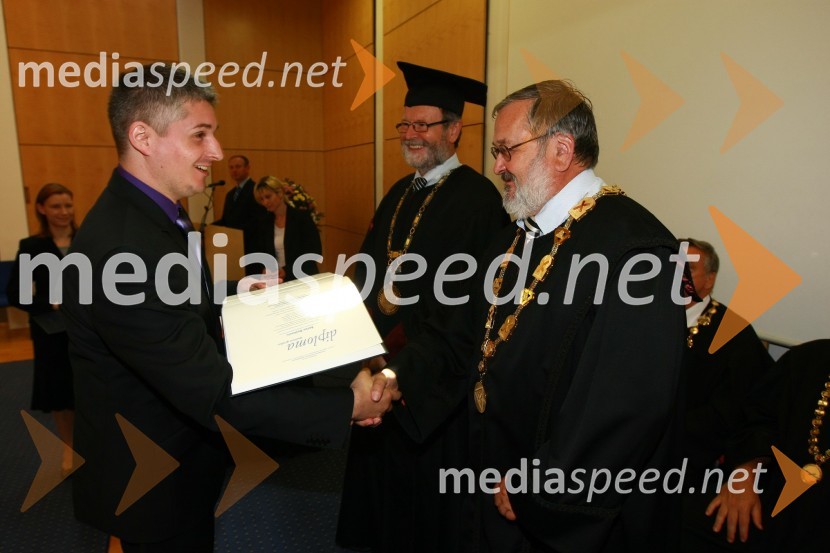 Dr. Borko Boškovič, Fakulteta za elektrotehniko, računalništvo in informatiko Univerze v Mariboru, prof. dr. Ivan Rozman, rektor Univerze v Mariboru in prof. dr. Igor Tičar, dekan Fakultete za elektrotehniko, računalništvo in informatiko (FERI) Univerze v MariboruUniverza v Mariboru: Promocija doktorjev znanosti, junij 2010