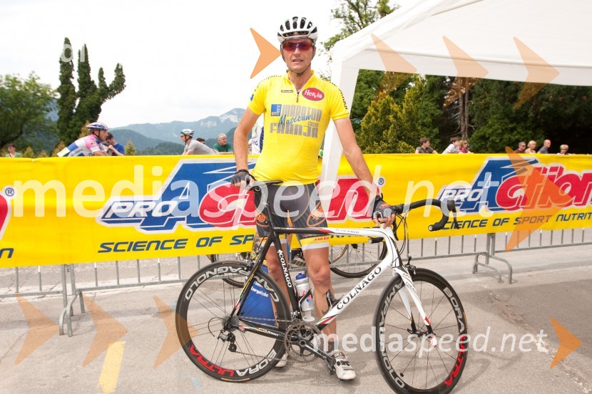 Primož Čerin, zmagovalec kolesarskega maratona Franja1. Žurnalov kolesarski vzpon na Pokljuko