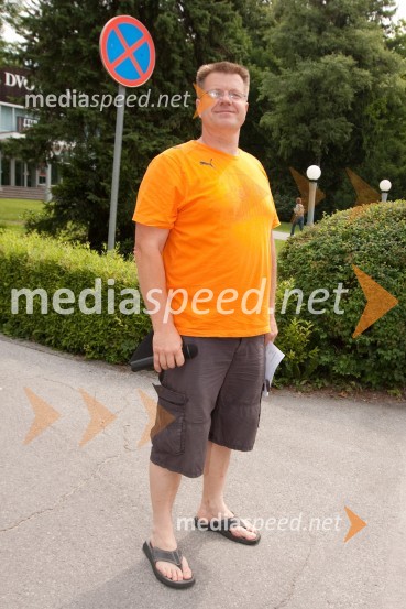 Niko Rakovec, povezovalec prireditve1. Žurnalov kolesarski vzpon na Pokljuko