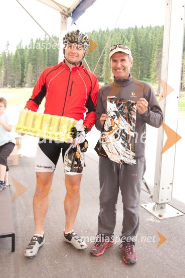 Franci Horvat in Janez Reberšak1. Žurnalov kolesarski vzpon na Pokljuko