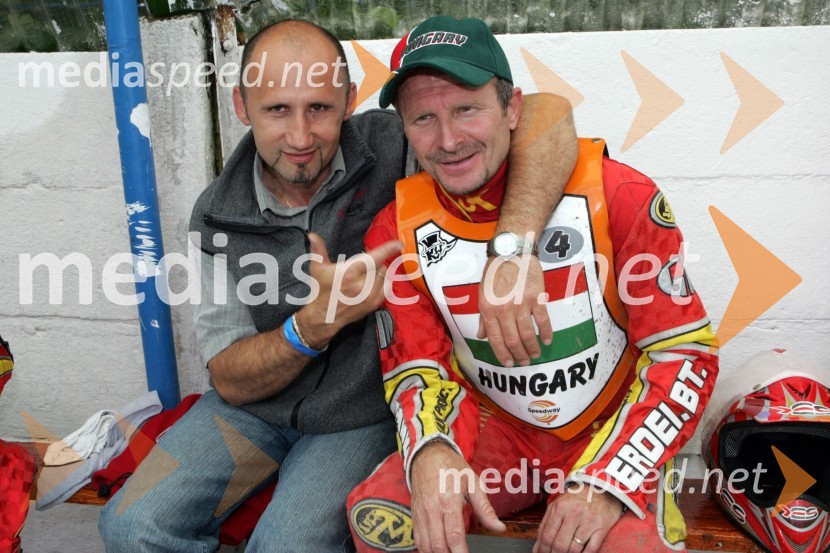 Robert Nagy, nekdanji madžarski tekmovalec in Sandor Tihanyi (Madžarska)SPEEDWAY, svetovno prvenstvo ekip Miškolc, Madžarska